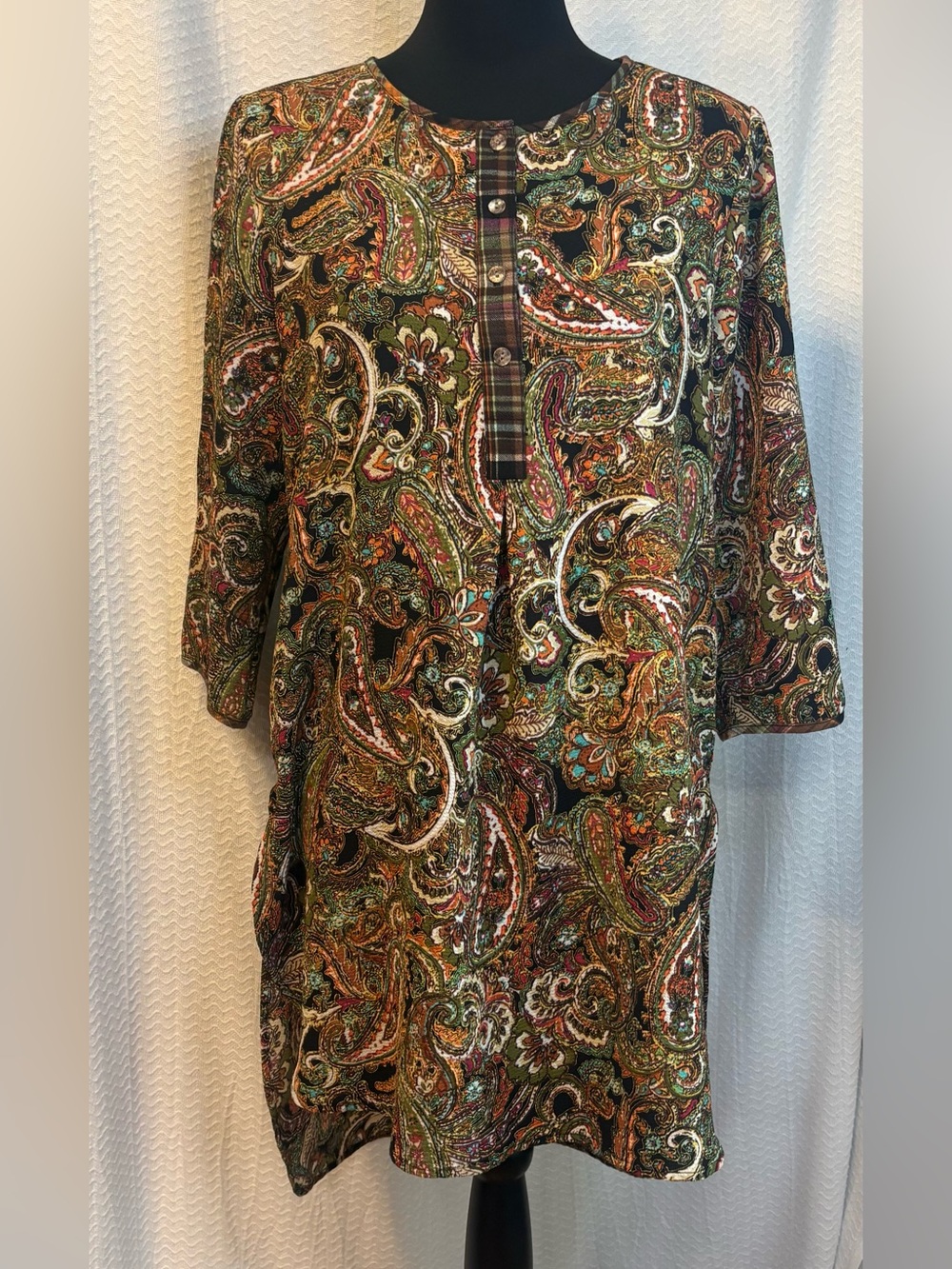 Fig and Flower paisley and plaid tunic dress.  Size M
